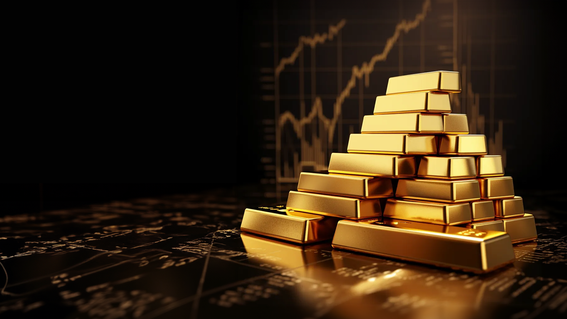 سبائك ذهب مع أسهم نازلة